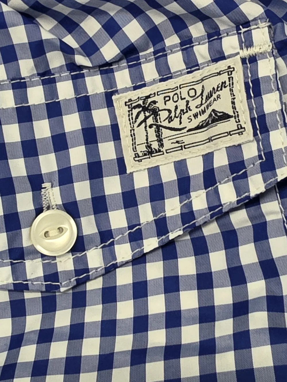 Polo Ralph Lauren Swimming Shorts Mesh Lined Blue Relaxed Gingham Men's Size Med